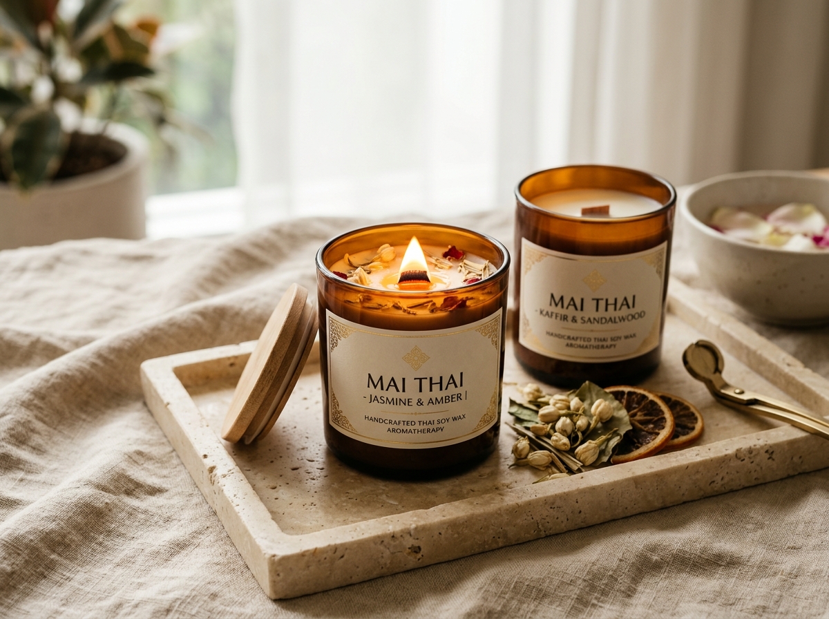 Hand-Poured Soy Wax Candles - เทียนหอมไขถั่วเหลืองธรรมชาติ